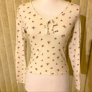 🔮 5 for $20 🔮 Arizona White Pink Floral Crop Long Sleeve Shirt